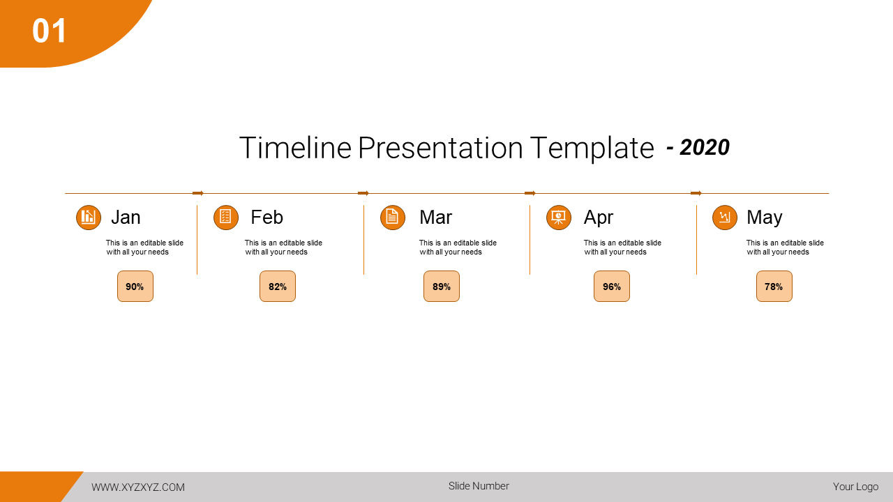 Use Attractive Timeline Presentation Template PPT Themes